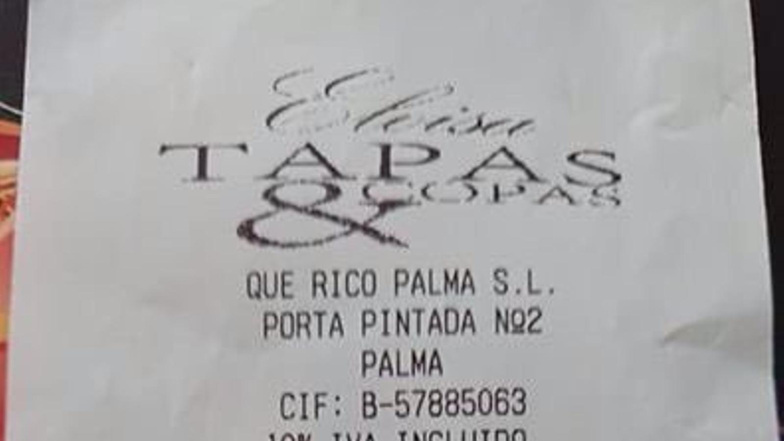 21,50 euros por 1 refresco y 1 zumo de naranja en un bar del centro de Palma
